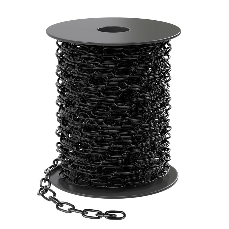 MOLIGOU 1/12" Black Metal Hanging Chain Roll, 33ft Light Duty Chain with Spool, Adjustable Length for Hanging Lights, Plants, Bird Feeders - Image 1